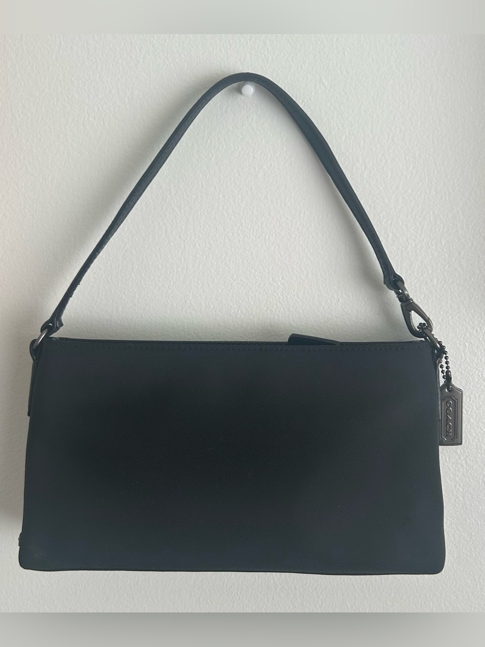 Coach Black Nylon Baguette Shoulder Bag Y2K Mini Zip Top Purse - Picture 3 of 16
